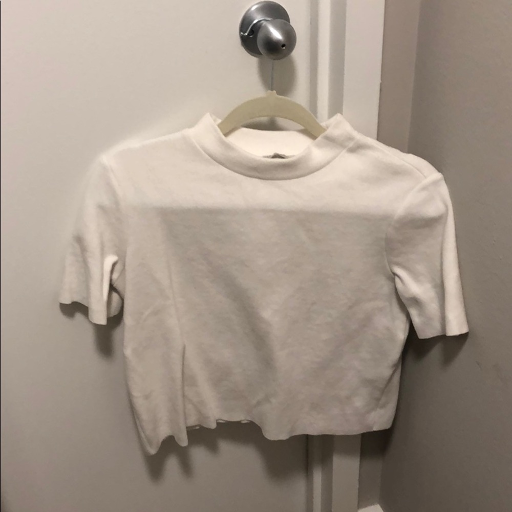 Zara White Short Sleeve Sweater